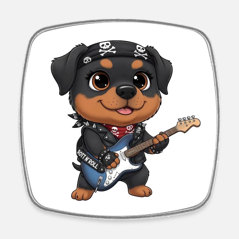 Punk Dog Guitarist - Square fridge magnet - white