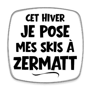 ski area, Zermatt, ski resort - Square fridge magnet - white - Front