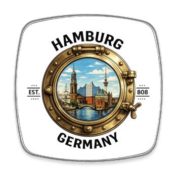 Hamburg Hafen Panorama Portloch - Viereckiger Kühlschrankmagnet - Weiß - Vorne