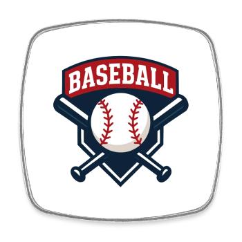 Baseball Emblem Schild mit Ball - Viereckiger Kühlschrankmagnet - Weiß - Vorne