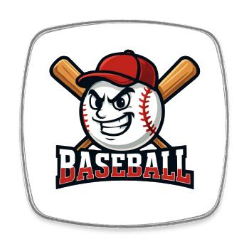 Baseball-Maskottchen - Viereckiger Kühlschrankmagnet - Weiß - Vorne