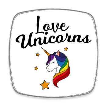 Regenbogen Einhorn Sternenzauber - Viereckiger Kühlschrankmagnet - Weiß - Vorne