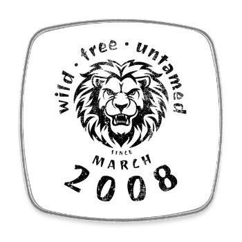 18. Geburtstag Sauvage, libre et indompté depuis 03/2008 - Magnet carré - blanc - Devant