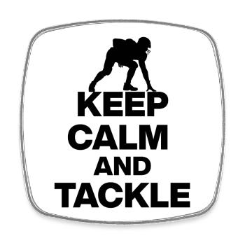KEEP CALM AND TACKLE! FOOTBALL FAN GIFT USA s - Square fridge magnet - white - Front
