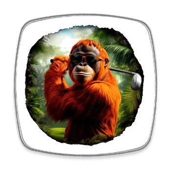 Golfe des orangs-outans / Singe - Magnet carré - blanc - Devant