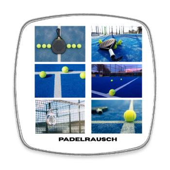 Neon Tennis-Paddle auf blauem Court - Viereckiger Kühlschrankmagnet - Weiß - Vorne