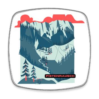 Illustration du paysage de la montagne Piste Rush - Magnet carré - blanc - Devant