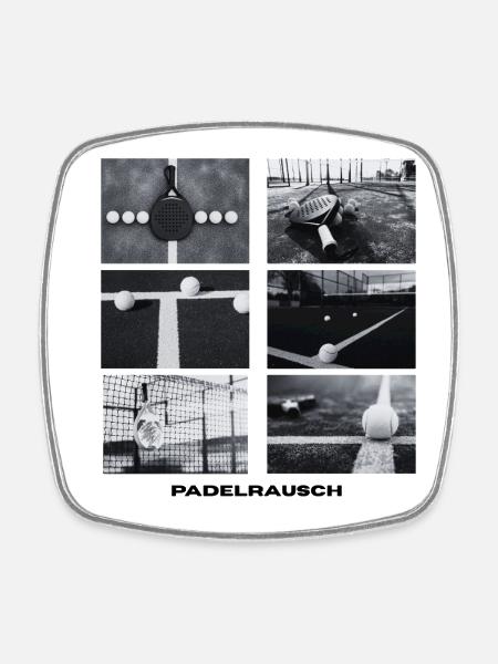 Padelrausch Collage BW - Square fridge magnet - white
