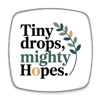 Homöopathie Tiny Drops Mighty Hopes Profi - Viereckiger Kühlschrankmagnet - Weiß - Vorne
