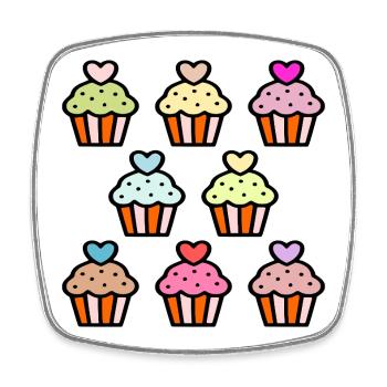 Geburtstagskuchen Muffins - Viereckiger Kühlschrankmagnet - Weiß - Vorne