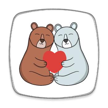 Adorable couple d’ours câlinés avec le cœur - Magnet carré - blanc - Devant