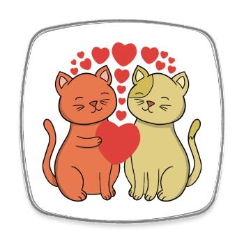 Two Heartfelt Cats Embrace - Square fridge magnet - white - Front