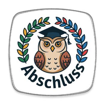 Abschluss-Eule mit Kranz und Mütze - Viereckiger Kühlschrankmagnet - Weiß - Vorne