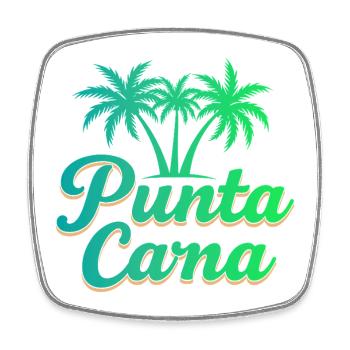Punta Cana Caribbean Vacation with Palm Trees - Square fridge magnet - white - Front