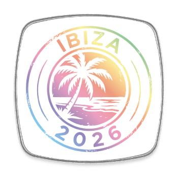 Ibiza 2026 Colorful - Square fridge magnet - white - Front