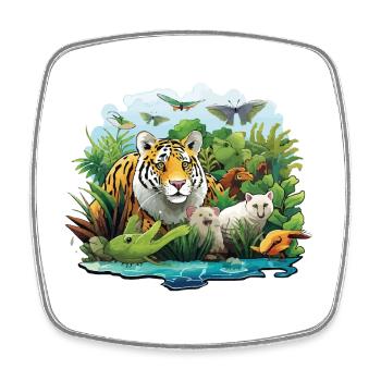 Tiger im Dschungel Tierwelt Illustration - Viereckiger Kühlschrankmagnet - Weiß - Vorne