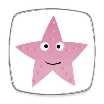 Pink Star mit Lächeln - Viereckiger Kühlschrankmagnet - Weiß - Vorne