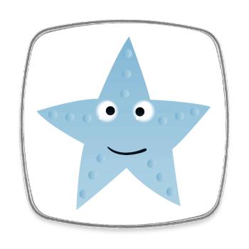 Kawaii Blauer Stern mit Gesicht - Viereckiger Kühlschrankmagnet - Weiß - Vorne