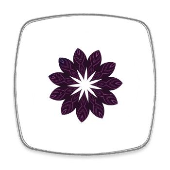 Dunkle Purpur Mandala Blume - Viereckiger Kühlschrankmagnet - Weiß - Vorne
