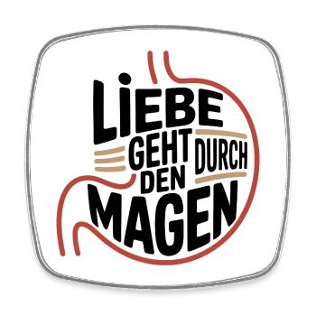 Liebe geht durch den Magen - Viereckiger Kühlschrankmagnet - Weiß - Vorne
