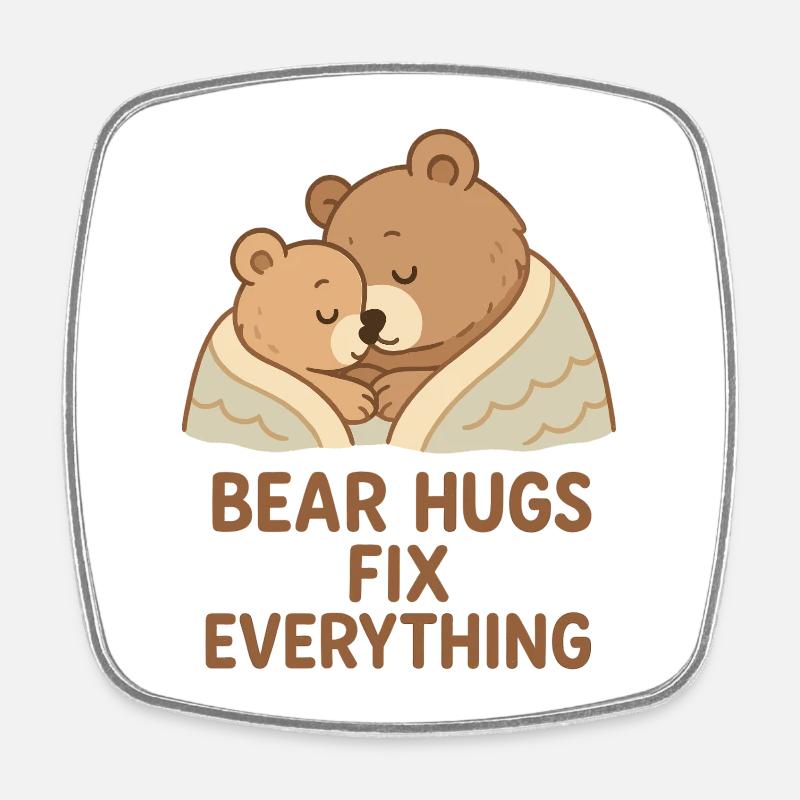 Zwei Bären Umarmung – Bear Hugs Fix Everything - Viereckiger Kühlschrankmagnet - Weiß