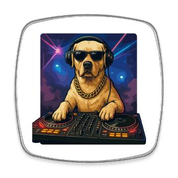 Cooler Labrador DJ an Turntables im Nachtclub - Viereckiger Kühlschrankmagnet - Weiß - Vorne