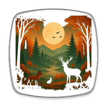 Mondlicht über dem Herbstwald - Viereckiger Kühlschrankmagnet - Weiß - Vorne