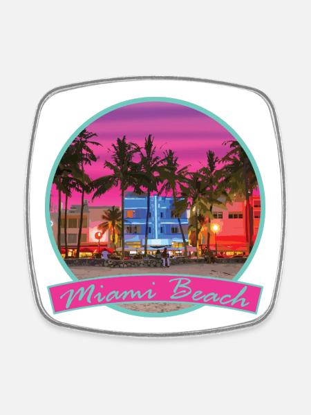 Vaporwave rétro des années 80 à Miami Beach - Magnet carré - blanc