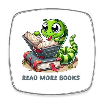 Schlange Bücher Comic - Viereckiger Kühlschrankmagnet - Weiß - Vorne