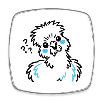 Silky Chicken – Minimalist Doodle Illustration - Square fridge magnet - white - Front