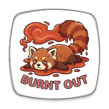 Cute & Tired: Burnt Out Red Panda - Square fridge magnet - white - Front