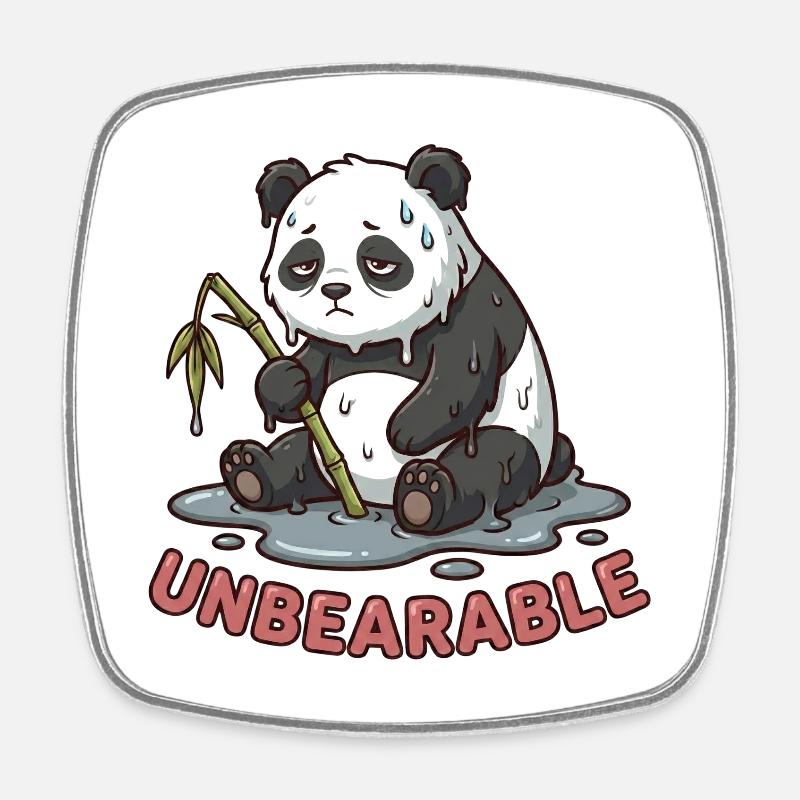 La vie est insupportable - Funny Panda Meme - Magnet carré - blanc
