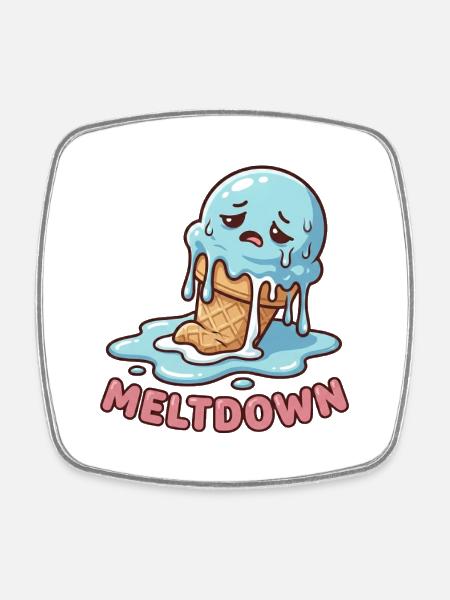 Total Meltdown - Funny Sad Dessert - Square fridge magnet - white