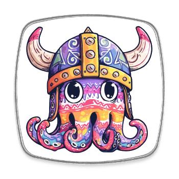 Viking Tentacle Helmet Colored Design - Square fridge magnet - white - Front