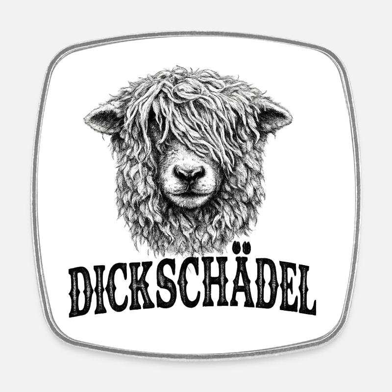 Witziges Schaf Dickschädel - Viereckiger Kühlschrankmagnet - Weiß