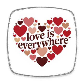 Love is Everywhere Heart design - Magnet carré - blanc - Devant