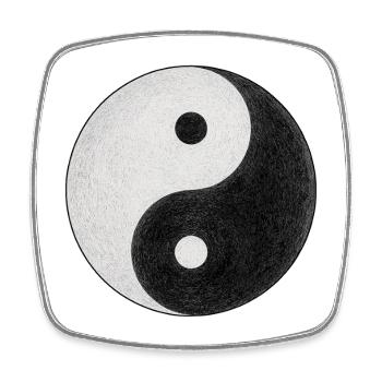 symbole yin et yang - Magnet carré - blanc - Devant