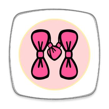 Letter M - Hair Bow First Name - Square fridge magnet - white - Front
