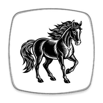 Cheval - Magnet carré - blanc - Devant