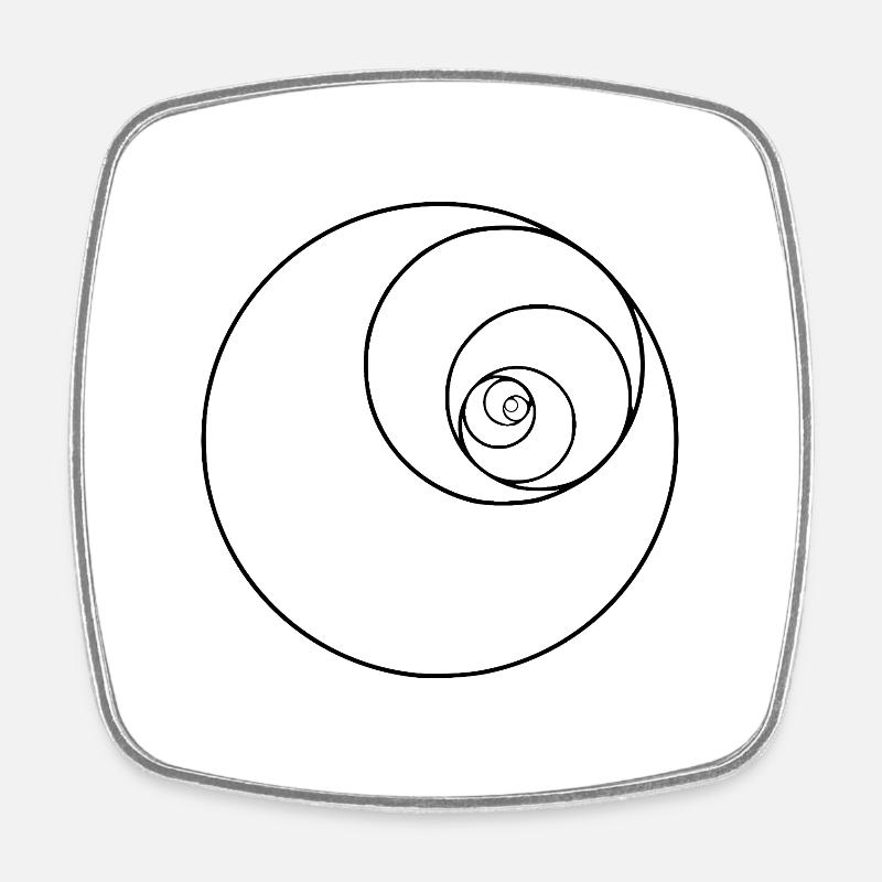 Fibonacci-Spiralkreis - Viereckiger Kühlschrankmagnet - Weiß