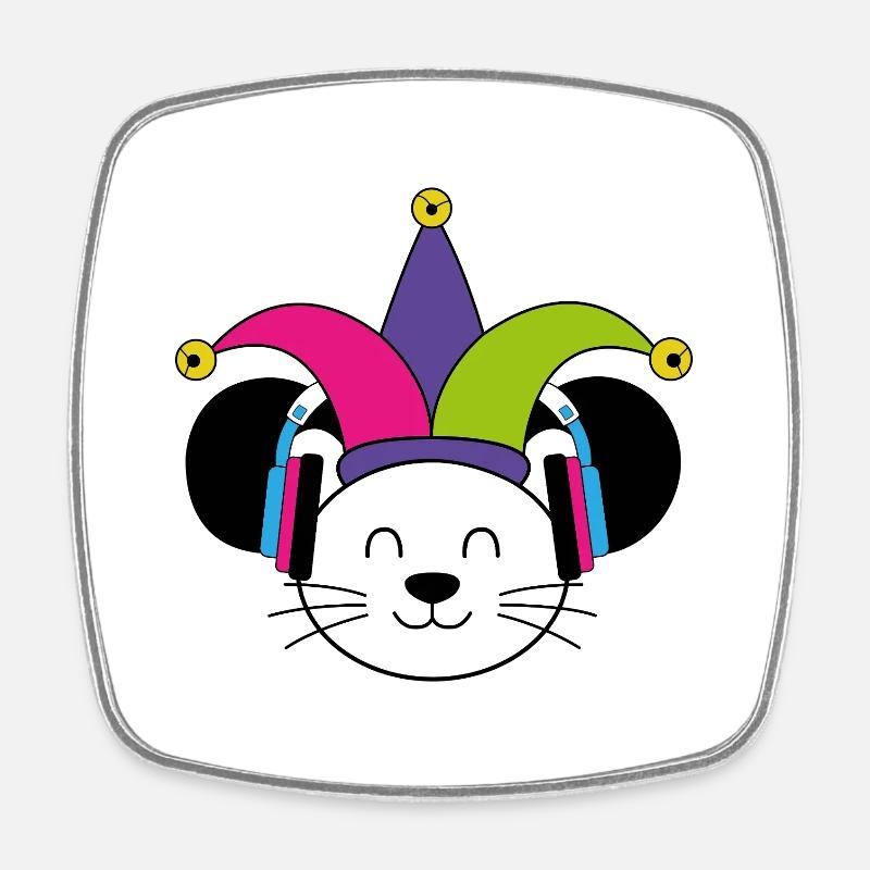 Carnival Mouse - Square fridge magnet - white