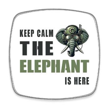 Stay calm, the elephant is here - Square fridge magnet - white - Front