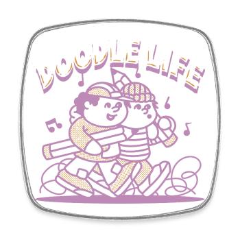 Doodle Life Doodle Drawing - Square fridge magnet - white - Front