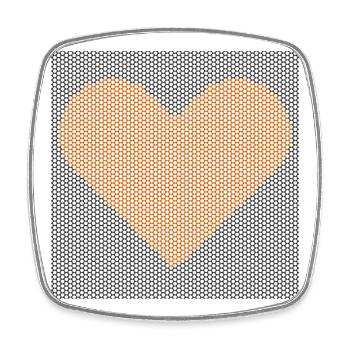 Pointillist Heart Mosaic, hinter Graphen-Stäben - Viereckiger Kühlschrankmagnet - Weiß - Vorne