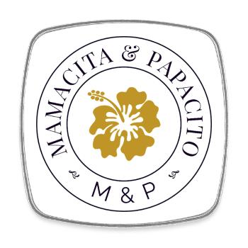 Hibiskussiegel-M&P-Logo - Viereckiger Kühlschrankmagnet - Weiß - Vorne