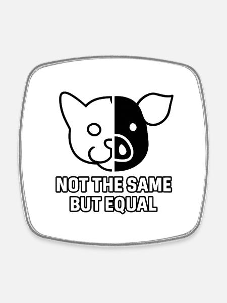 Katze_Schwein_Black - Square fridge magnet - white