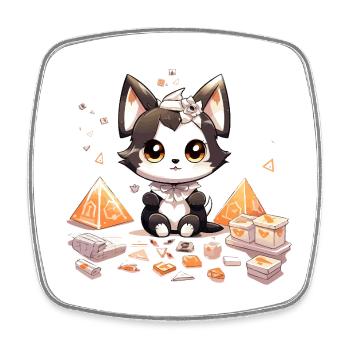 Chibi-Hundewelpe Diamantenschatz - Viereckiger Kühlschrankmagnet - Weiß - Vorne