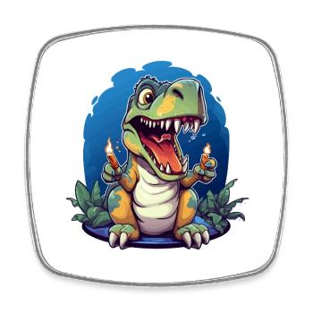 Dino Candle Hero – Moments de feu de dessin animé T-Rex - Magnet carré - blanc - Devant
