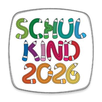 Schulkind 2026 Schule Einschulung Schulanfang - Viereckiger Kühlschrankmagnet - Weiß - Vorne