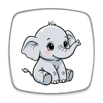 Kuschelsüßer Baby Elefant - Viereckiger Kühlschrankmagnet - Weiß - Vorne